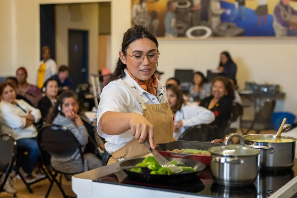 Chef demonstrates induction cooking