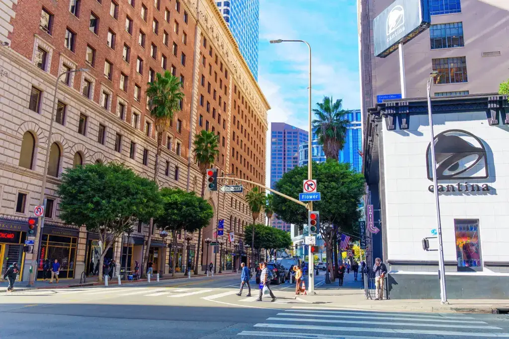 Street scene with retail buildings